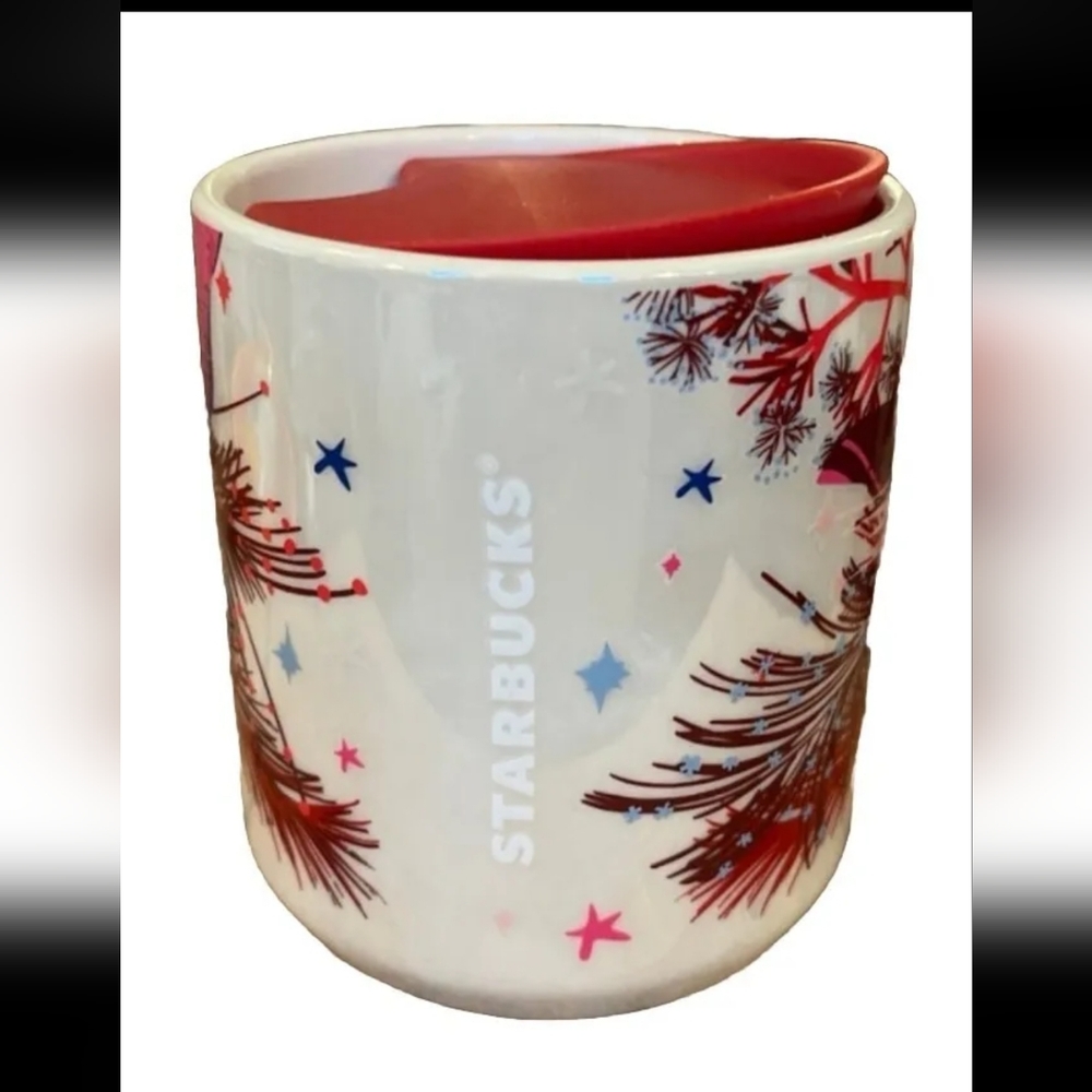 NWT Starbucks 2023 Holiday White Floral Mini Ceramic Mini Tumbler 8 oz